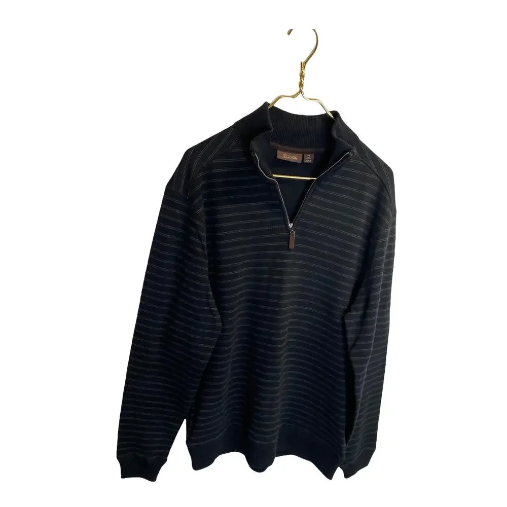 Tasso Elba Men's half Zip Marled Textured Knit Sweater Blue Size Medium - Picture 6 of 10